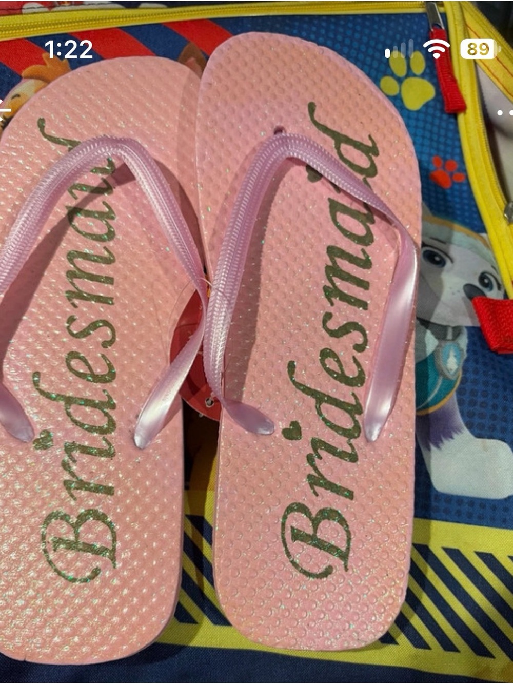 Girls Pink 'Bridesmaid' Glitter Flip Flop Sandals